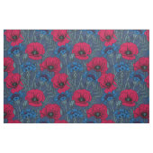Rote Mohnblumen und blaue Maisblumen auf blau Stoff (Yard (91,4 cm))