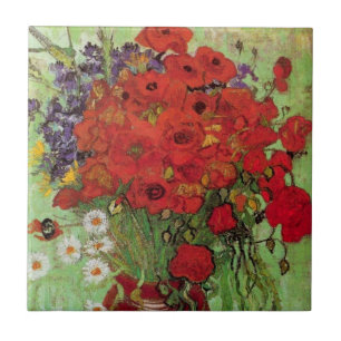 Rote Mohnblumen und Gänseblümchen von Vincent van  Fliese