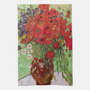 Rote Mohnblumen und Gänseblümchen von Vincent van Geschirrtuch