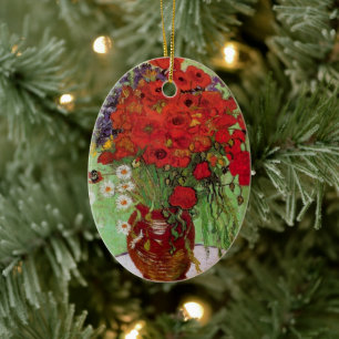 Rote Mohnblumen und Gänseblümchen von Vincent van  Keramik Ornament