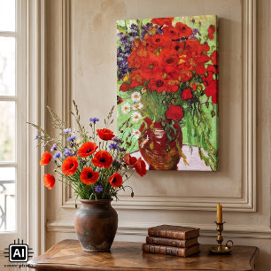 Rote Mohnblumen und Gänseblümchen von Vincent van  Leinwanddruck