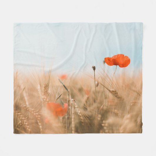Rote Mohnblumen und Goldgerste Fleecedecke (Vorderseite (Horizontal))