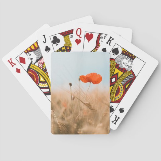 Rote Mohnblumen und Goldgerste Spielkarten (Rückseite)