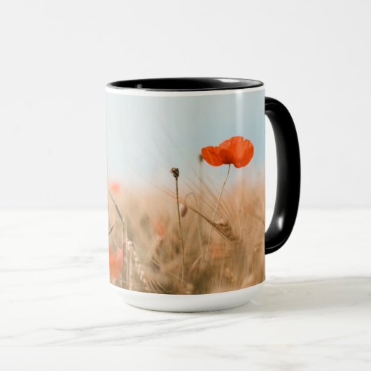 Rote Mohnblumen und Goldgerste Tasse (VorderseiteRechts)