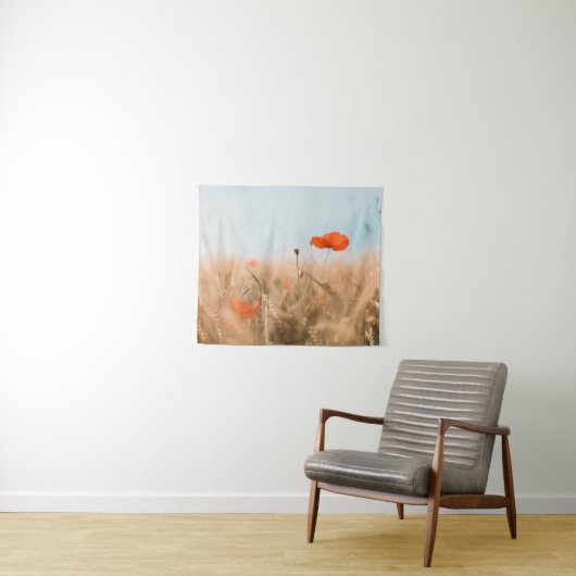 Rote Mohnblumen und Goldgerste Wandteppich (Beispiel (Horizontal))