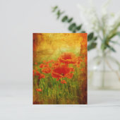 Rote Mohnblumen vintage Postkarte (Stehend Vorderseite)