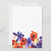 Rote Mohnblumen, violette Schwertlilien Aquarell S Save The Date (Rückseite)