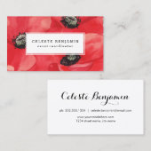 Rote Mohnblumen| Watercolor-Blumen Visitenkarte (Vorne/Hinten)
