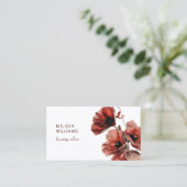 Rote Mohnblumen Weiß Visitenkarte (Stehend Vorderseite)