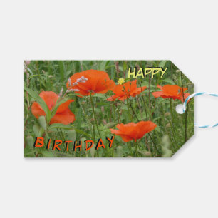 Rote Mohnblumen Wilde Blumen Glücklicher Geburtsta Geschenkanhänger