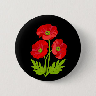 Rote Mohnblumen zum Waffenstillstandstag Button