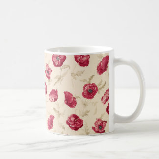 Rote Mohnblumenmuster-Tasse Kaffeetasse