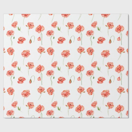 Rote Mohnblüte Blume Geschenkpapier (Flach)