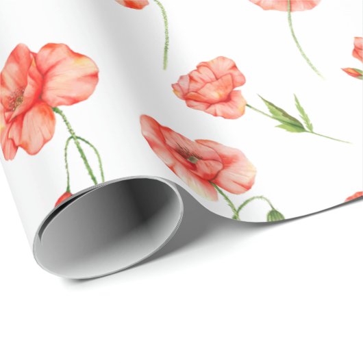 Rote Mohnblüte Blume Geschenkpapier (Rolleneckpunkt)