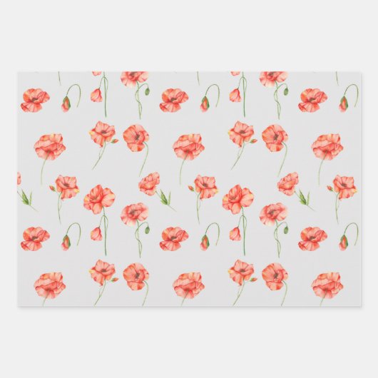 Rote Mohnblüte Blume Geschenkpapier Set (Vorderseite 3)