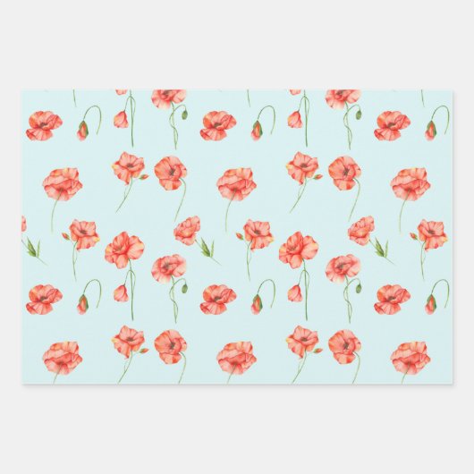 Rote Mohnblüte Blume Geschenkpapier Set (Vorderseite 2)