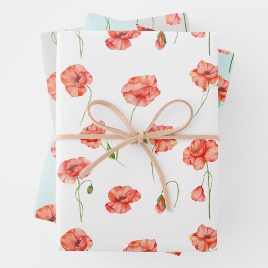 Rote Mohnblüte Blume Geschenkpapier Set (Beispiel)