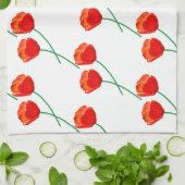 Rote Mohnblüte Blume Herz Weiß Geschirrtuch (Gefaltet)