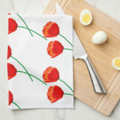 Rote Mohnblüte Blume Herz Weiß Geschirrtuch (Viertel Falte)
