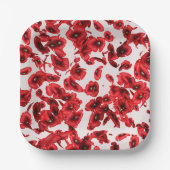 Rote Mohnblüte Blume Kaskadieren Poppies Pappteller (Vorderseite)