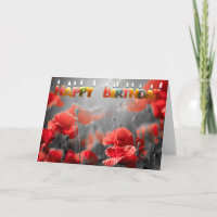 Rote Mohnblüte Blume und glückliche Geburtstagskan