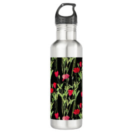 Rote Mohnblüte, Sommerwiese, wilde Blume Edelstahlflasche