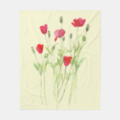 Rote Mohnblüte, Sommerwiese, wilde Blume Fleecedecke (Vorderseite)