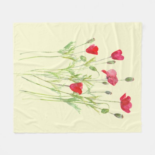 Rote Mohnblüte, Sommerwiese, wilde Blume Fleecedecke (Vorderseite (Horizontal))