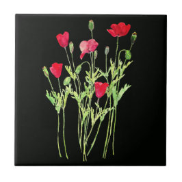 Rote Mohnblüte, Sommerwiese, wilde Blume Fliese