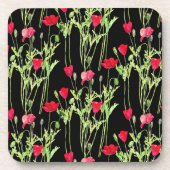 Rote Mohnblüte, Sommerwiese, wilde Blume Getränkeuntersetzer (Vorderseite)