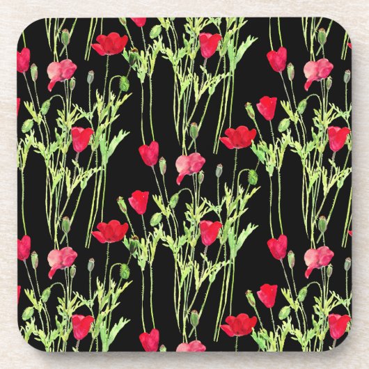 Rote Mohnblüte, Sommerwiese, wilde Blume Getränkeuntersetzer (Vorderseite)