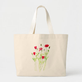 Rote Mohnblüte, Sommerwiese, wilde Blume Jumbo Stoffbeutel