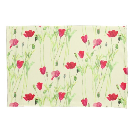 Rote Mohnblüte, Sommerwiese, wilde Blume Kissenbezug (Vorderseite)