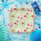 Rote Mohnblüte, Sommerwiese, wilde Blume Pappteller (Party)