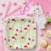 Rote Mohnblüte, Sommerwiese, wilde Blume Pappteller (Party)