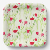 Rote Mohnblüte, Sommerwiese, wilde Blume Pappteller (Vorderseite)