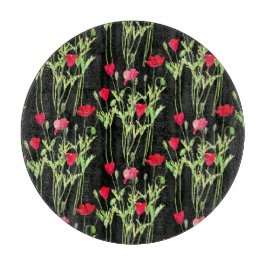 Rote Mohnblüte, Sommerwiese, wilde Blume Schneidebrett