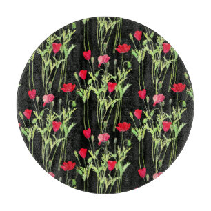 Rote Mohnblüte, Sommerwiese, wilde Blume Schneidebrett