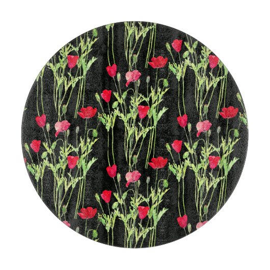 Rote Mohnblüte, Sommerwiese, wilde Blume Schneidebrett (Vorderseite)