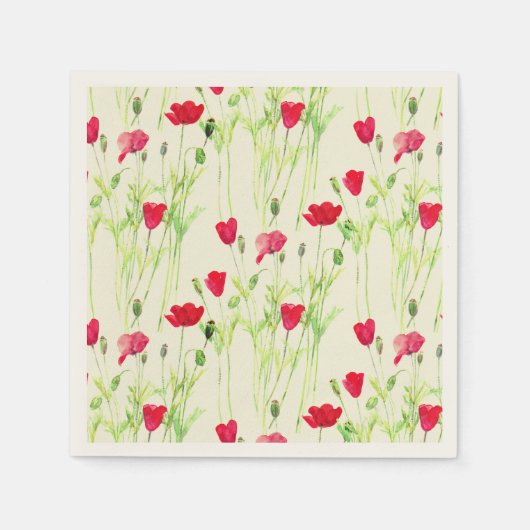 Rote Mohnblüte, Sommerwiese, wilde Blume Serviette (Vorderseite)