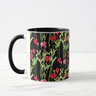 Rote Mohnblüte, Sommerwiese, wilde Blume Tasse