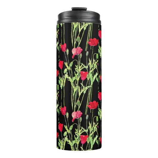 Rote Mohnblüte, Sommerwiese, wilde Blume Thermosbecher (Vorderseite)