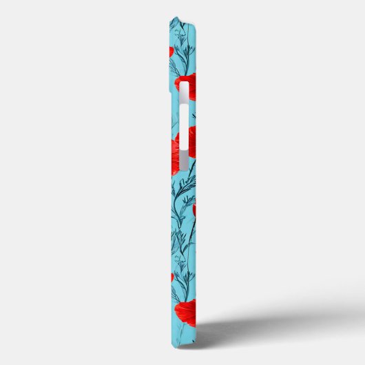 Rote Mohnblüten auf blauem Hintergrund Case-Mate iPhone Hülle (Rückseite / Links)