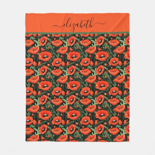 Rote Mohnblüten Blume Blumenbeete Fleecedecke (Vorderseite)