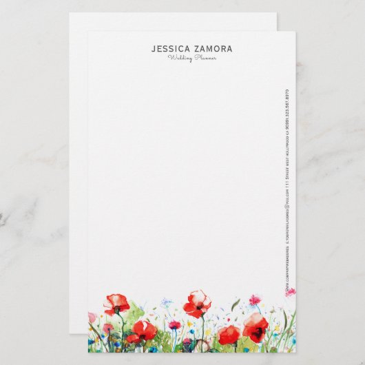 Rote Mohnblüten Briefpapier (Vorne/Hinten)