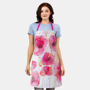 Rote Mohnblüten Flandern Aquarellmalerei Schürze