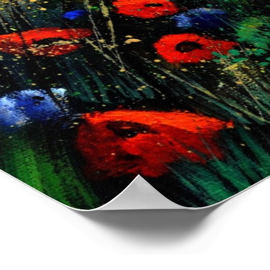 Rote Mohnblüten in Houroy Poster (Ecke)