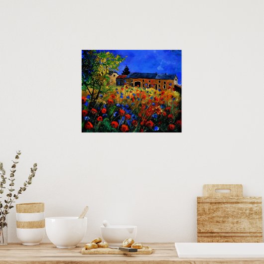 Rote Mohnblüten in Houroy Poster (Küche)