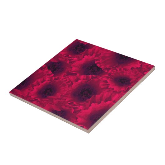 Rote Mohnblüten, Mohn Fliese (Seite)