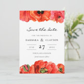 Rote Mohnblüten Save the Date Einladung (Stehend Vorderseite)